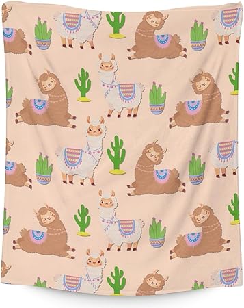 Blanket for Girl Women - 60x80 Inches Cute Llama Throw Gifts - Brown Soft Fuzzy Blankets for Bed, Couch & Living Room
