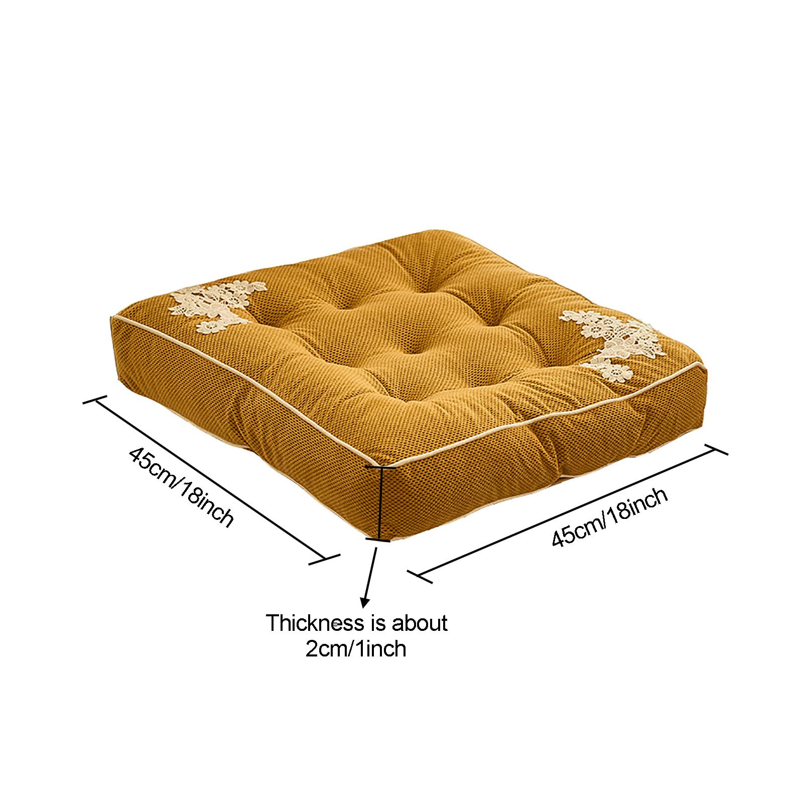 Cojín de Tatami de Terciopelo de Maíz Grueso, Cojín de Asiento Cuadrado Suave Y Cómodo, Cojín de Almohada de Suelo de Alta Elasticidad para Sofá Oficina Dormitorio(2pcs 45x45cm/18x18inch, Green1)