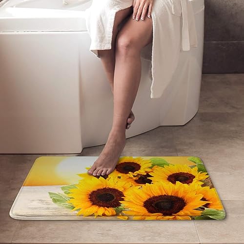 Miniatura 4 de Britimes - Tapetes de baño, antideslizantes, diseño de girasol amarillo, cubierta lavable, tapetes para decoración de baño, tapete para piso de 18 x