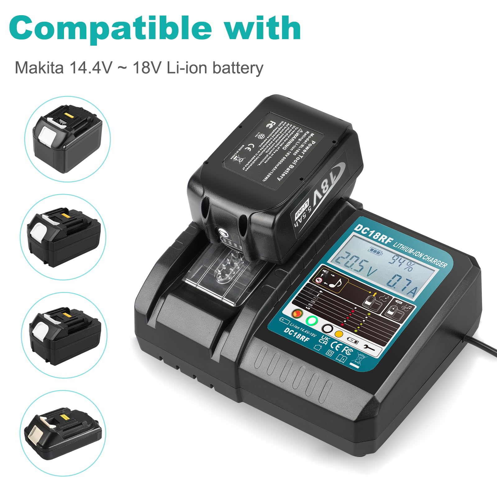 Chargeur 14,4 V -18 V 3,5 A pour batterie Makita
