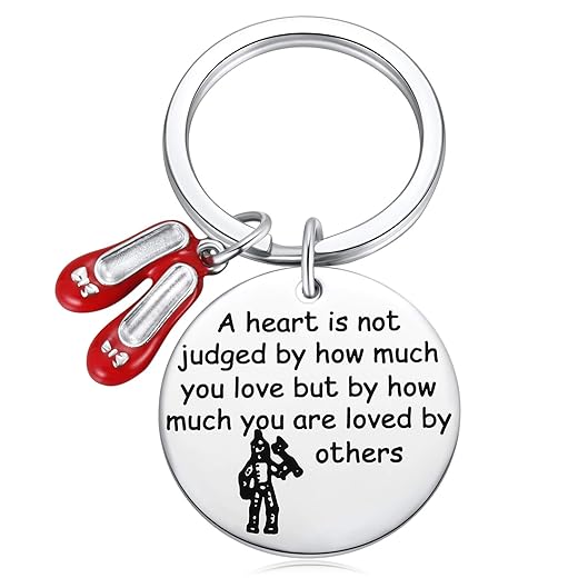 Ukodnus Wizard of Oz Tinman Inspired Gifts - A Heart is Judged by How Much You are Loved by Others Keychain Cosplay Dorothy Jewelry Ruby Slippers Tin Man Key Chain Gifts for Fans Collectors Friends