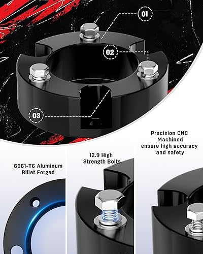 Miniatura 3 de Richeer Kit de elevación de nivelación delantera y trasera de 3 pulgadas y 2 pulgadas para Tundra 1999-2006, espaciadores de puntal delantero de 3