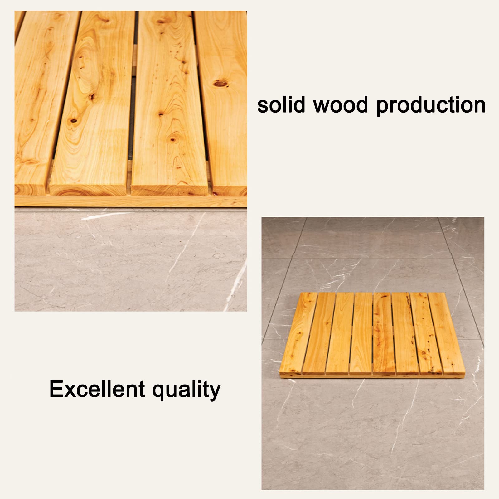 Elegante Tappetino da Pedana Doccia in Legno,Antiscivolo Pedana Doccia,Pedana per Doccia per Impieghi Gravosi,Pedana in Legno,per Interni ed Esterni,Vasca da Bagno,Spa,Sauna (80x60cm/31x24in)