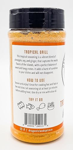 Miniatura 3 de Dragon Island Spice Company Condimento Tropical Grill - Condimento hawaiano - Rub de especias de soja y piña - Condimento Teriyaki - Bajo en sodio