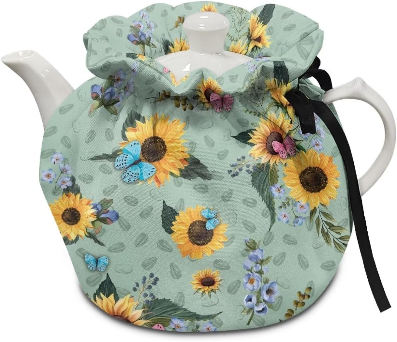 Generic Retro Sunflower Tea Pots Cosy Cotton Tea Cosy for Teapots Dust Cover Personalized Insulated Kettle Cover Breakfast Warmer for Home Kitchen Decorative Accessories