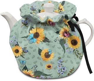 Generic Retro Sunflower Tea Pots Cosy Cotton Tea Cosy for Teapots Dust Cover Personalized Insulated Kettle Cover Breakfast Warmer for Home Kitchen Decorative Accessories