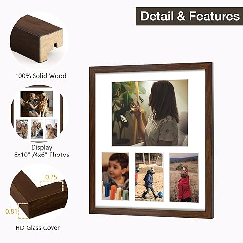 Vista 66 de Golden State Art, Juego de 2 portarretratos de madera blanca de 12 x 17 pulgadas, paspartú blanco para fotos de 8 x 10 y 5 x 7 pulgadas, vidrio