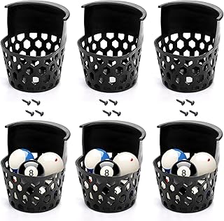 6 Pack Pool Table Pockets, Heavy Duty Billiard Set Including 4 Corner and 2 Side Pockets