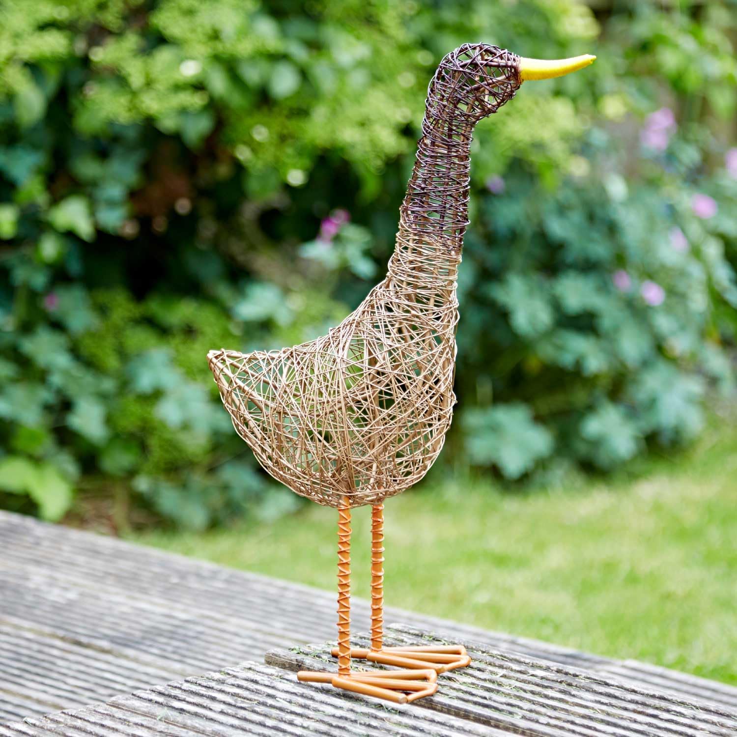 Paper High Jiro the Standing Duck Wire Garden Ornament - Outdoor Decoration - Metal Sculpture - Garden Statue - Recycled Metal - For Garden