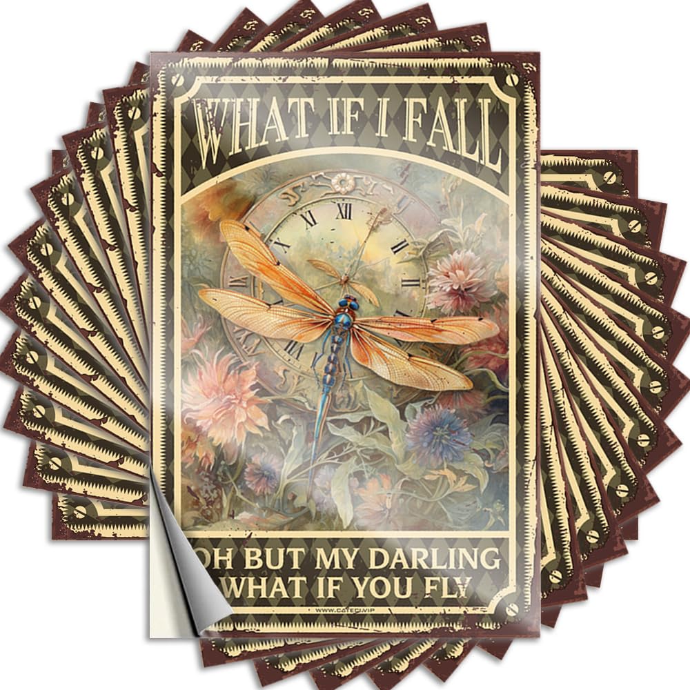 Room Decore, Decal Skate Bottle What If I Fall Oh But My Darling What If You Fly | Glitter Waterproof Vinyl Stickers(6X9CM)