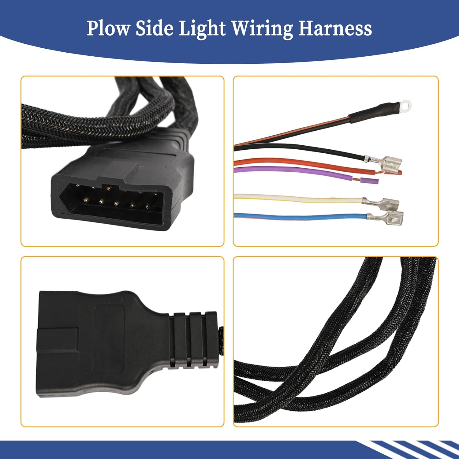 11 Pin Plow Side Light Wiring Harness with Dust Cover Compatible with Western Fisher Blizzard SnowEx Plows, 3 Plug Snowplow Light Harness, Replace 26347 26377