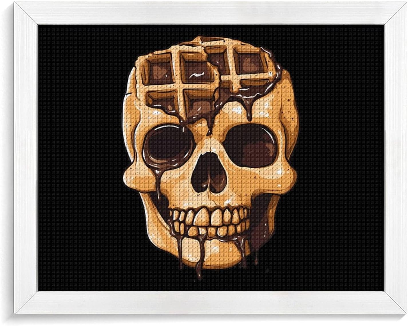 Chocolate Waffle Skull Head Printed Diamond 5D Painting Kits DIY Full Drill Crafts for Home Wall Decor 16x20 Inch White Wood 50 * 40cm
