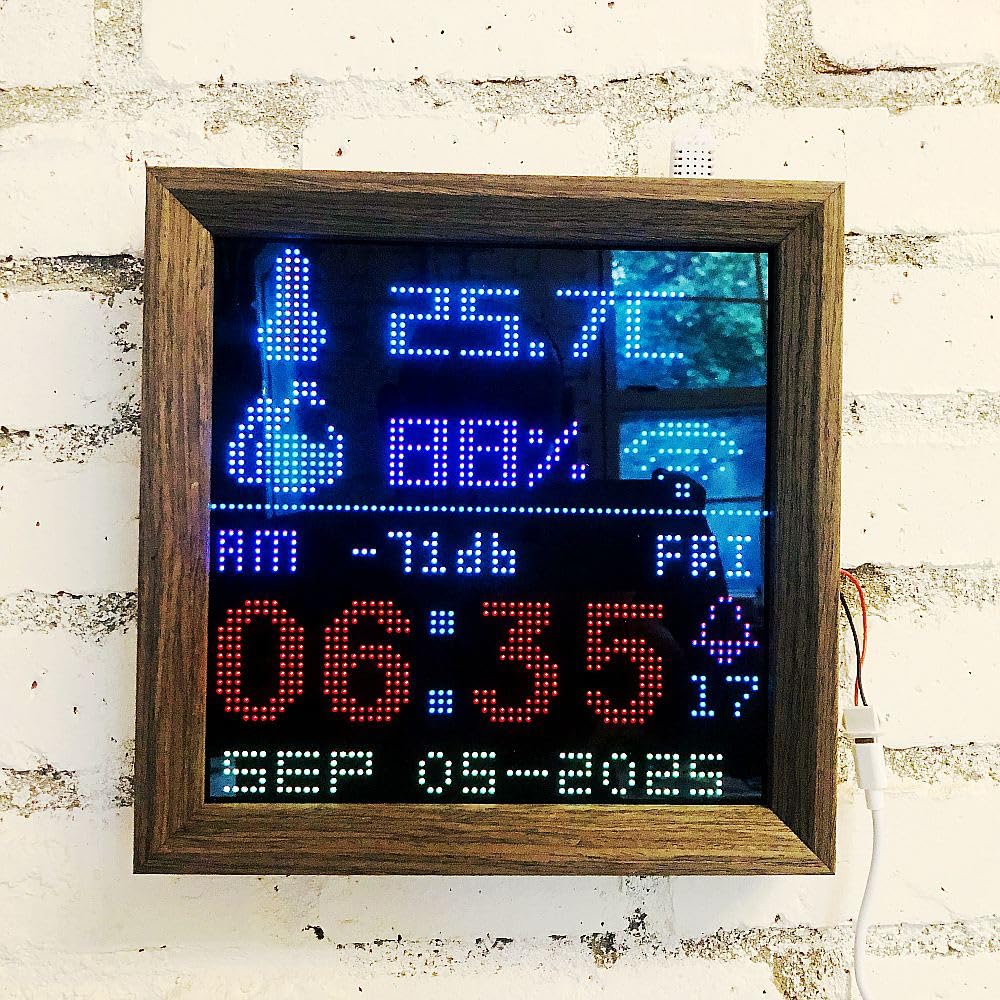 Reloj despertador digital NTP con pantalla LED, pantalla de temperatura y humedad, reloj de pared