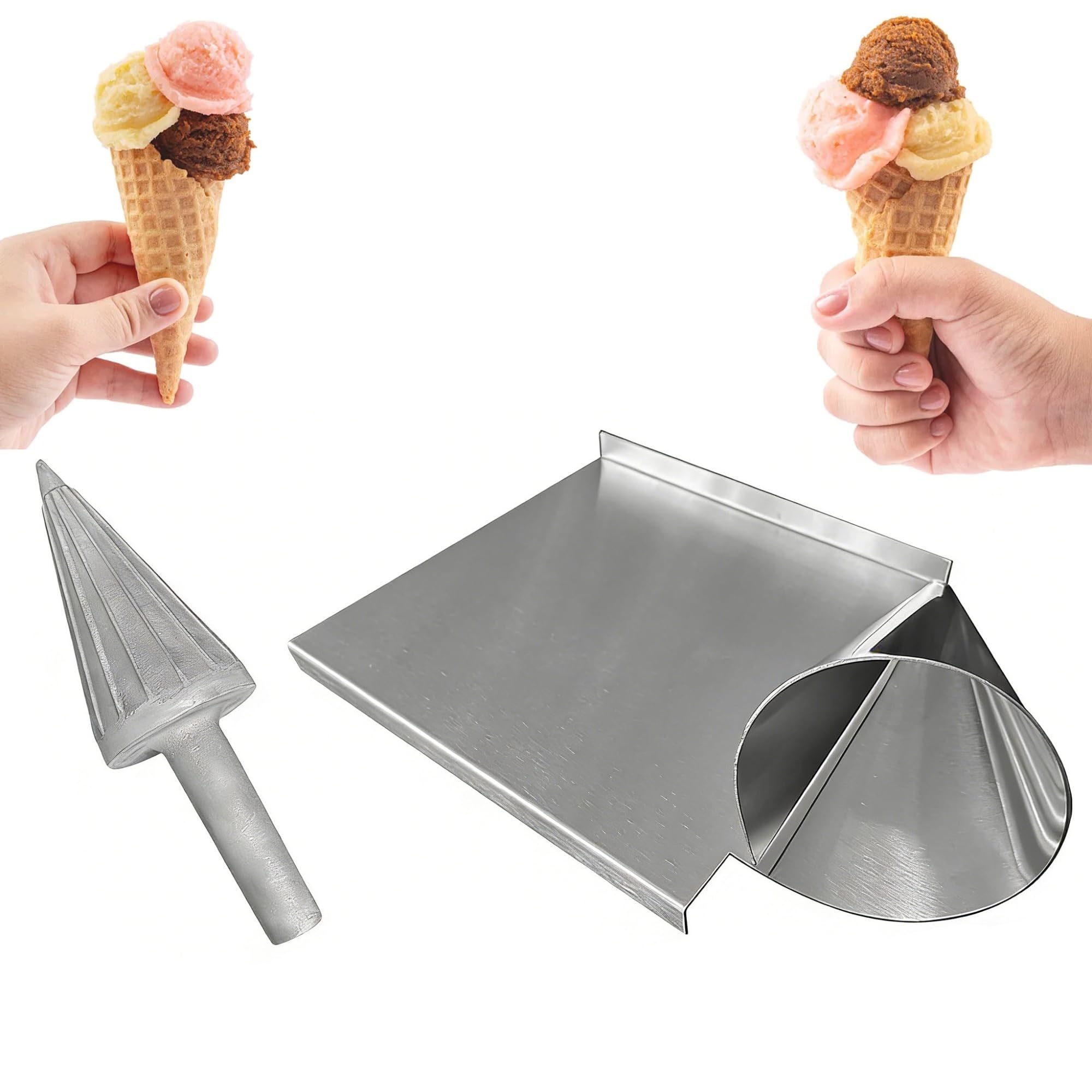 ZHJOPP Stainless Steel Waffle Cone Roller, Nonstick Waffle Cone Mold, Waffles Shaper Tool, Clear Texture, Smooth Surface, for Restaurant