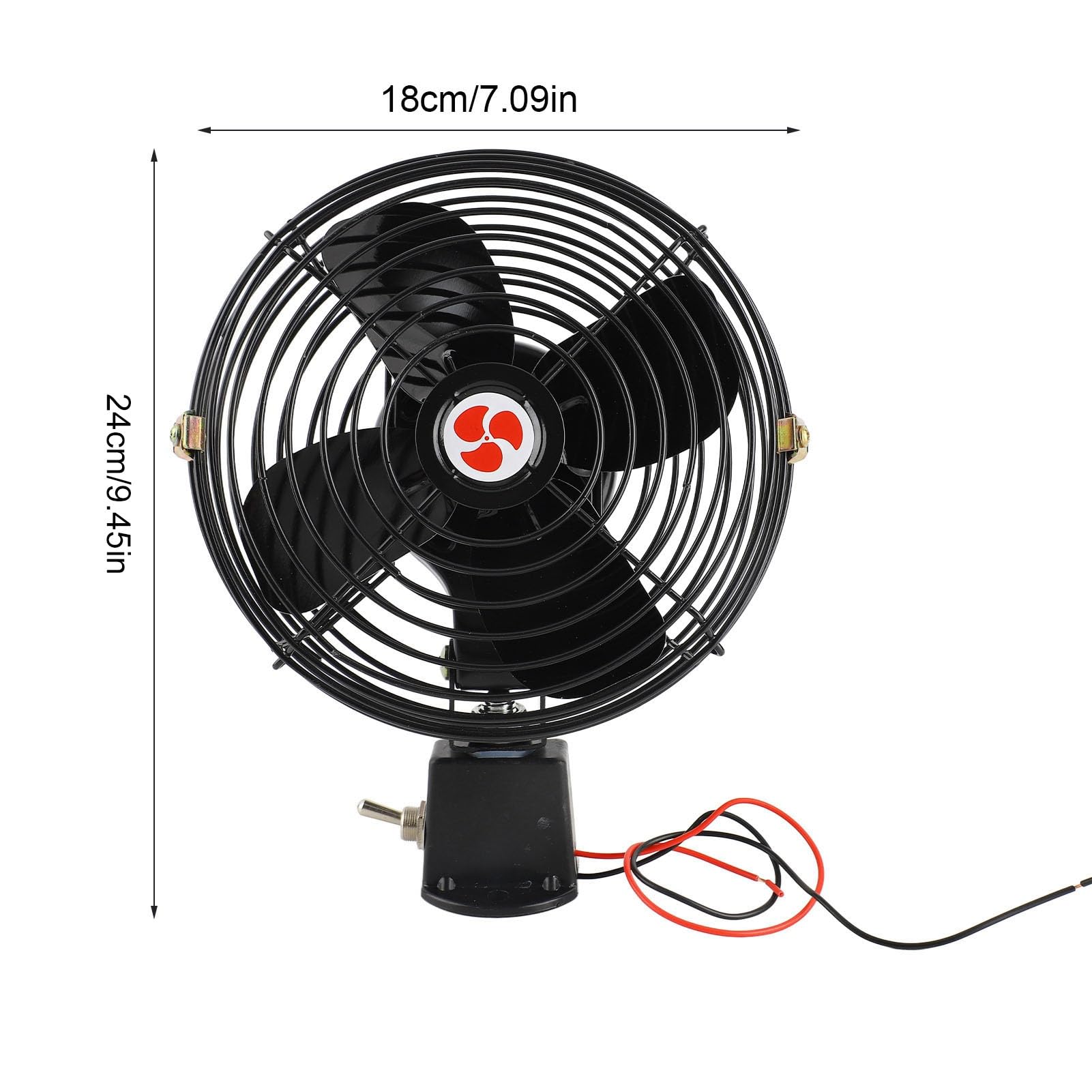 Aramox Ventilateur de Voiture 12V, 15,2 cm, 2 Vitesses, Métal Robuste, pour RV, Camion, Bateau, Bus