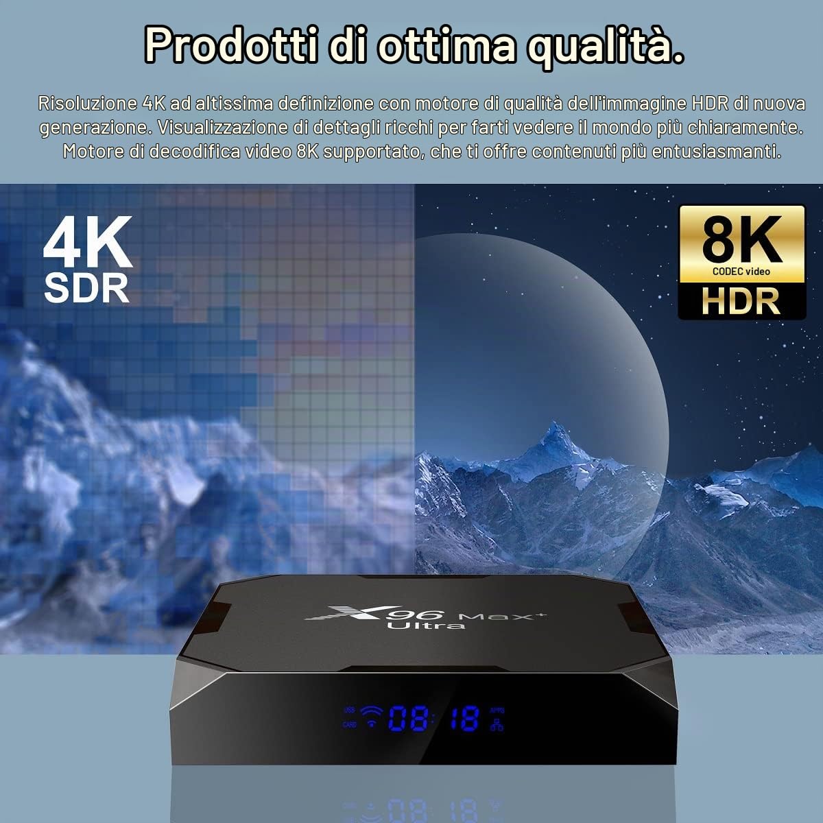Smart TV Box Upgrade Android 11.0 tv box 4GB+64GB 4K TV Amlogic S905X4 Quad core ARM Cortex-A53 H.265 Decoding 2.4GHz/5GHz WiFi-Black