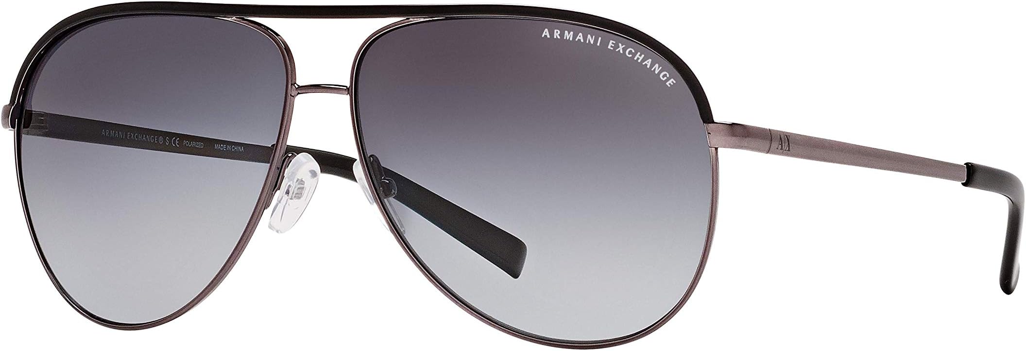 Unisex Sunglasses Shiny Gunmetal & Black Frame, Gradient Grey Polarized Lenses, 61MM