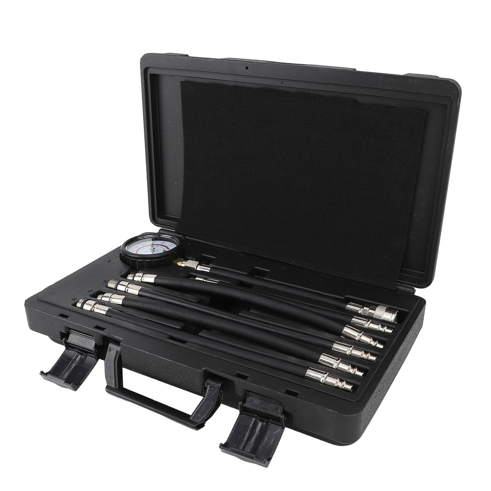 Dilwe Kit de Probador de Compresión de Cilindro de Motor de Gasolina, Kit de Probador de Compresión de Motor de Goma Metálica, Calibre de 0 a 300 Psi, 5 Adaptadores, Válvula de Retención de Presión