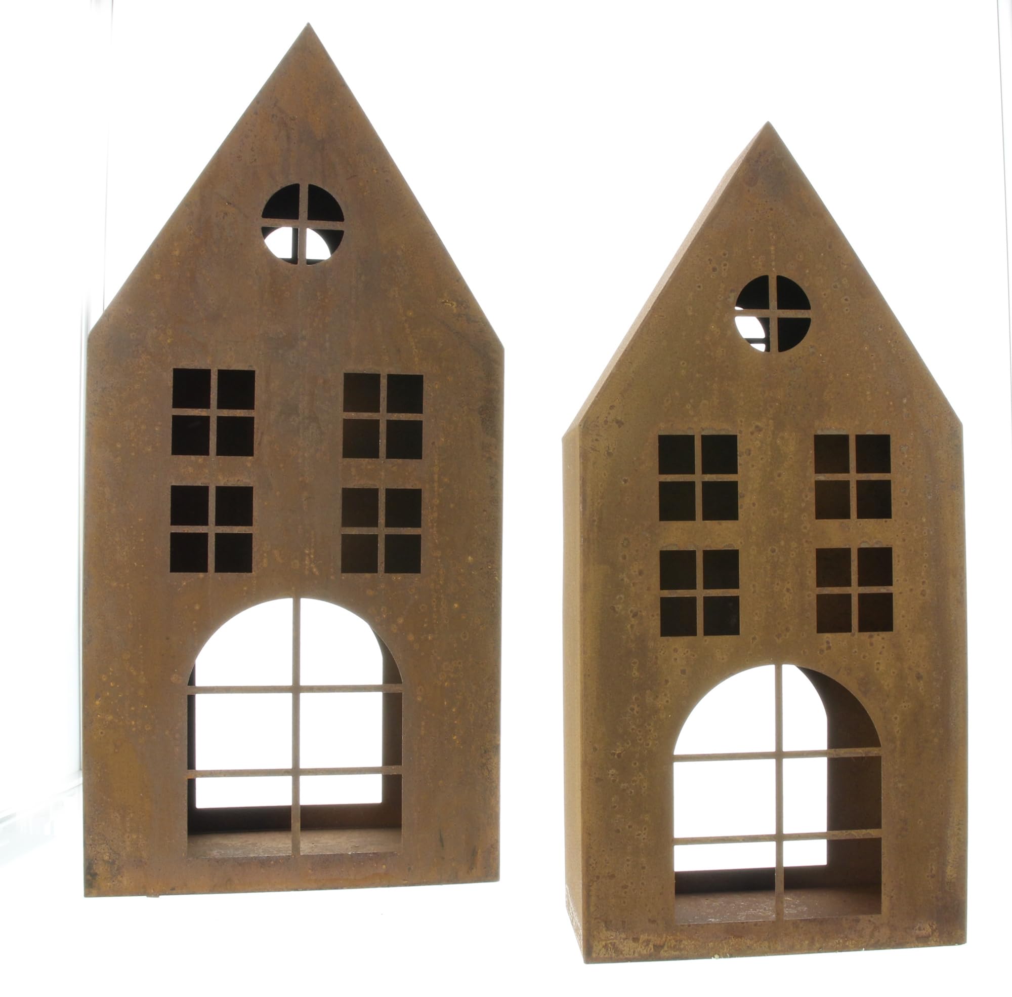Haus Rost, 2er Set, Metall, Echtrostfinish Maße: Höhe 45 cm, 55 cm