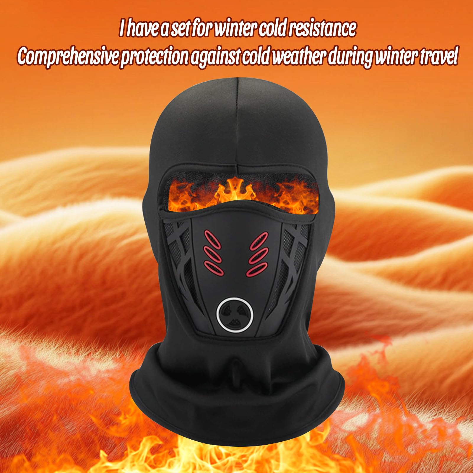 Men's Winter Rider Warm and Anti Haze Face Mask, Windproof and Warm Full Face Mask, 3D Design Breathable Black — view 6