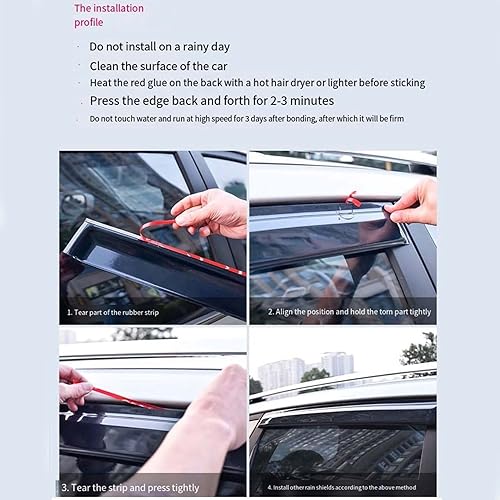 Miniatura 6 de Nurniacl Paquete de 4 deflectores de repuesto para visera de ventana Civic Sedan 2016-2020 de 4 puertas