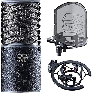 Aston Microphones Origin Black Bundle Production Kit Pairing a RocknRoll Black Version of Astons Legendary Origin Microphone with The Swiftshield Pop Filter and Shock Mount Set