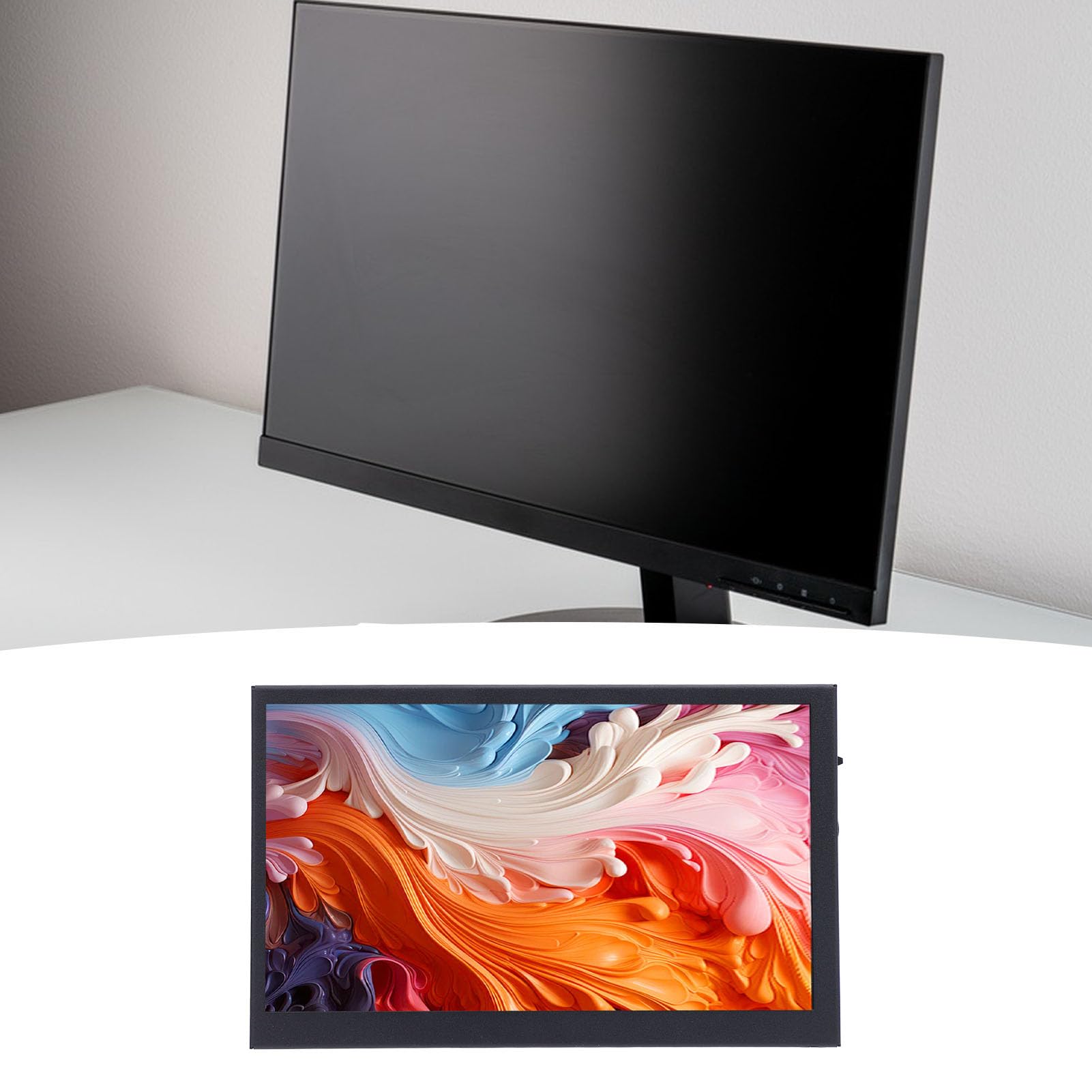 banapoy 7-calowy Ekran Monitora, 1024x600 IPS HD, Pełny Kąt Widzenia 170°, Dodatkowy Ekran VESA PC do Telewizora Komputerowego, Przenośny Przedłużacz Ekranu Dotykowego, Interfejs