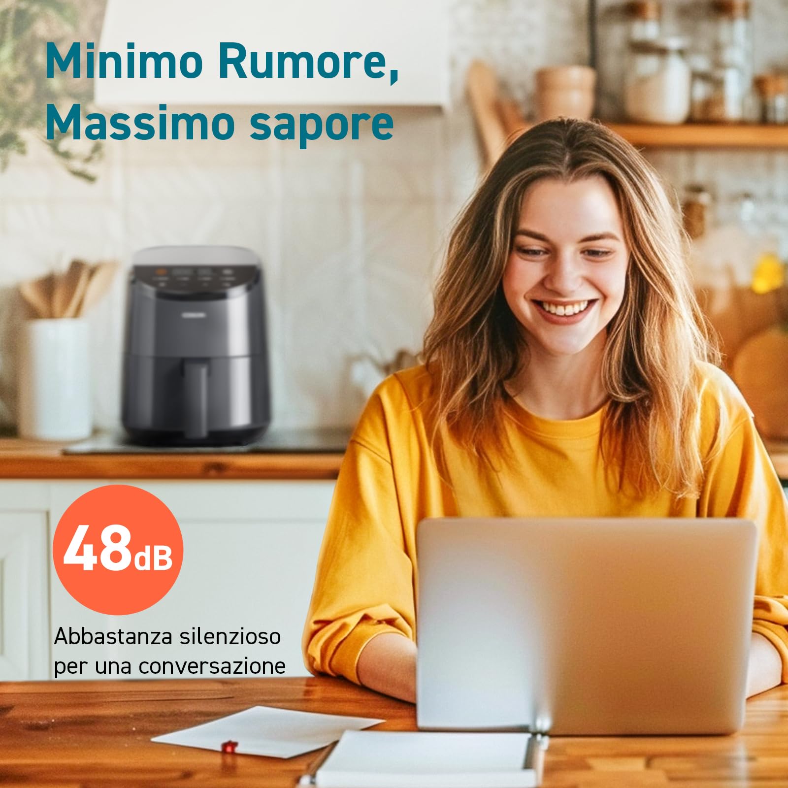 COSORI Friggitrice ad Aria 2 Litri, Air Fryer Portatile a Risparmio Energetico Con 30 Ricette Online, 4 Funzioni Con Riscaldamento, 97% Meno Olio, 75-205℃ Regolabile, Lavabile in Lavastoviglie, LI211