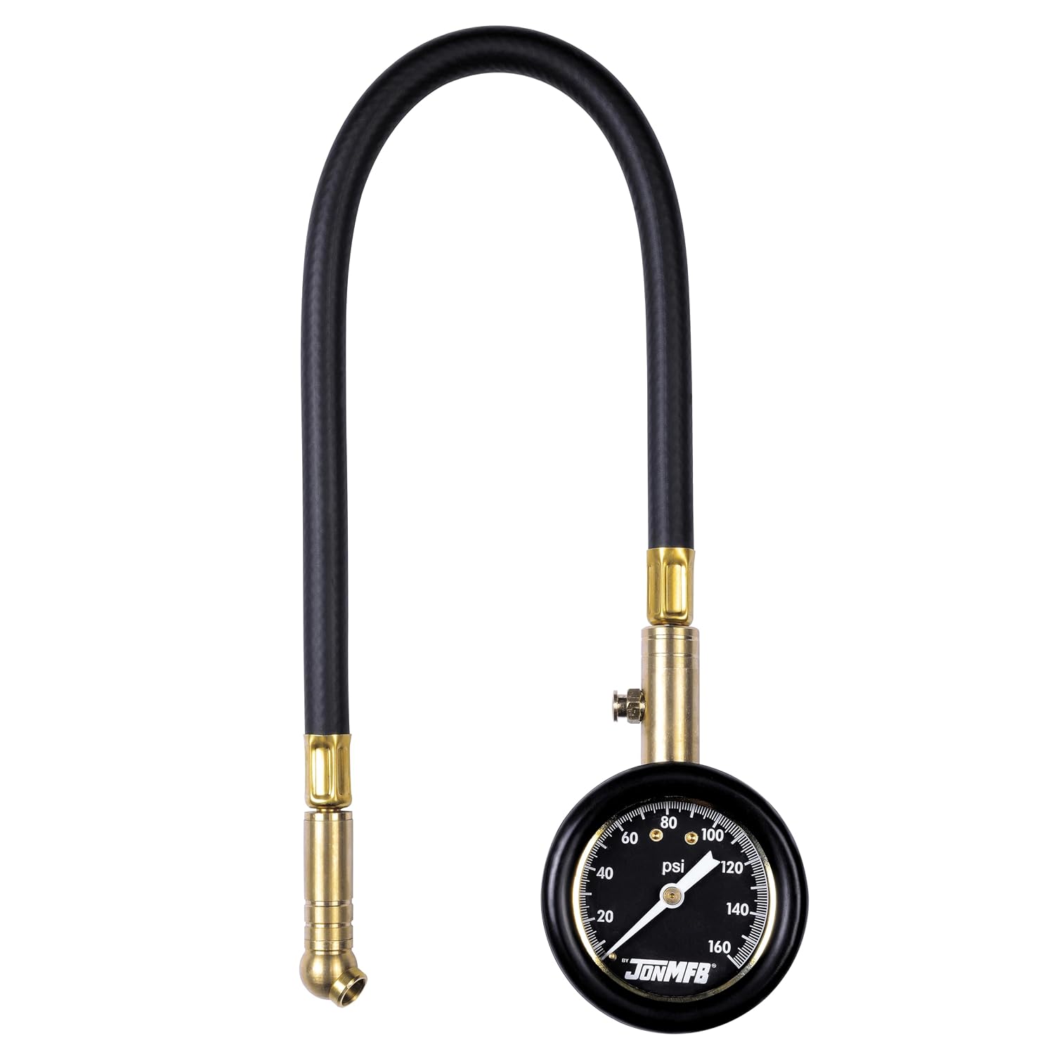 0-160 psi Analog Dial Tire Gauge with Extended Hose - Versatile Air Gauge for High Pressure Tires, Ideal for Semi Trucks, Dually, RV - Check Tire Pressure Monitoring Systems.
