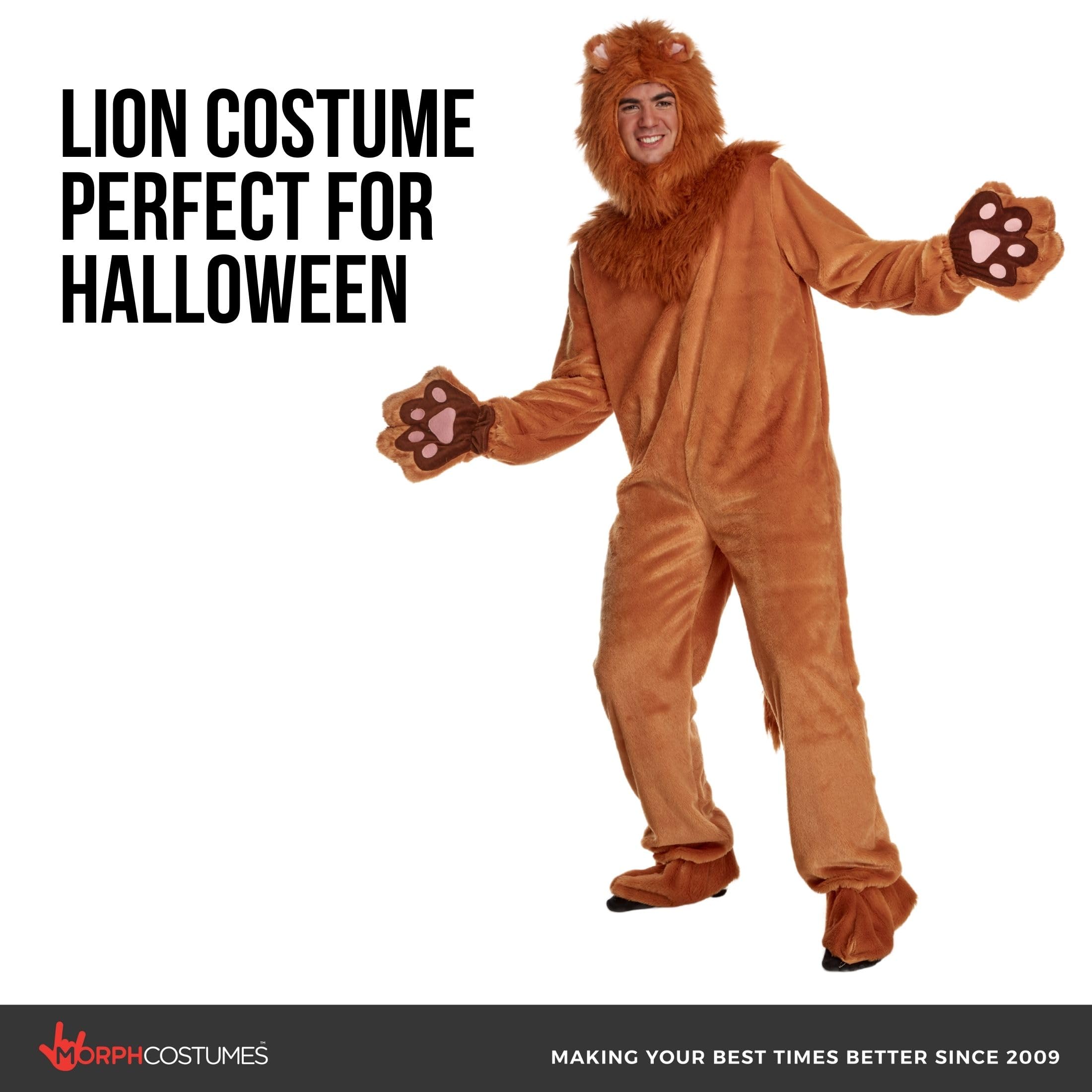 Morph Löwenkostüm für Erwachsene, Tier Jumpsuit, Perfekt für Partys, Halloween, Cosplay und Events