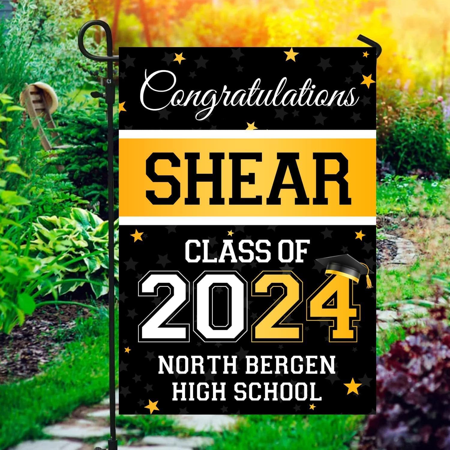 Personalized Graduation Flag 2024, Class of 2024, High School College Grad Yard Sign, 12x18 inches, Polyester, Double Sided, Rectangular