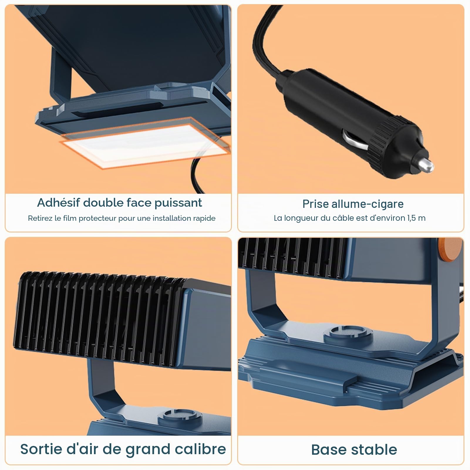 Chauffage de Voiture, 12 V 150 W Réchauffeur de Voiture Portable Allume Cigare 2 en 1 Chauffage Refroidissement Ventilateur Degivreur Pare Brise pour Toutes Les Voitures