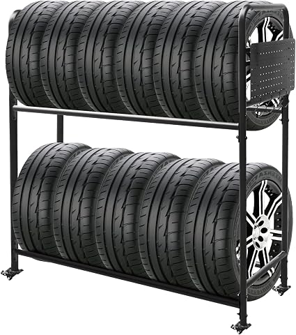 Adjustable Rolling Tire Rack for Garage and Workshop