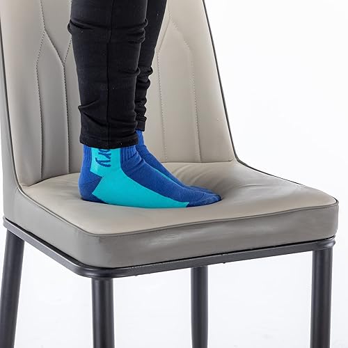 Miniatura 5 de Juego de 4 sillas de comedor, tapizadas de poliuretano, con superficie impermeable y patas de metal para comedor, dormitorio, cocina, restaurante,