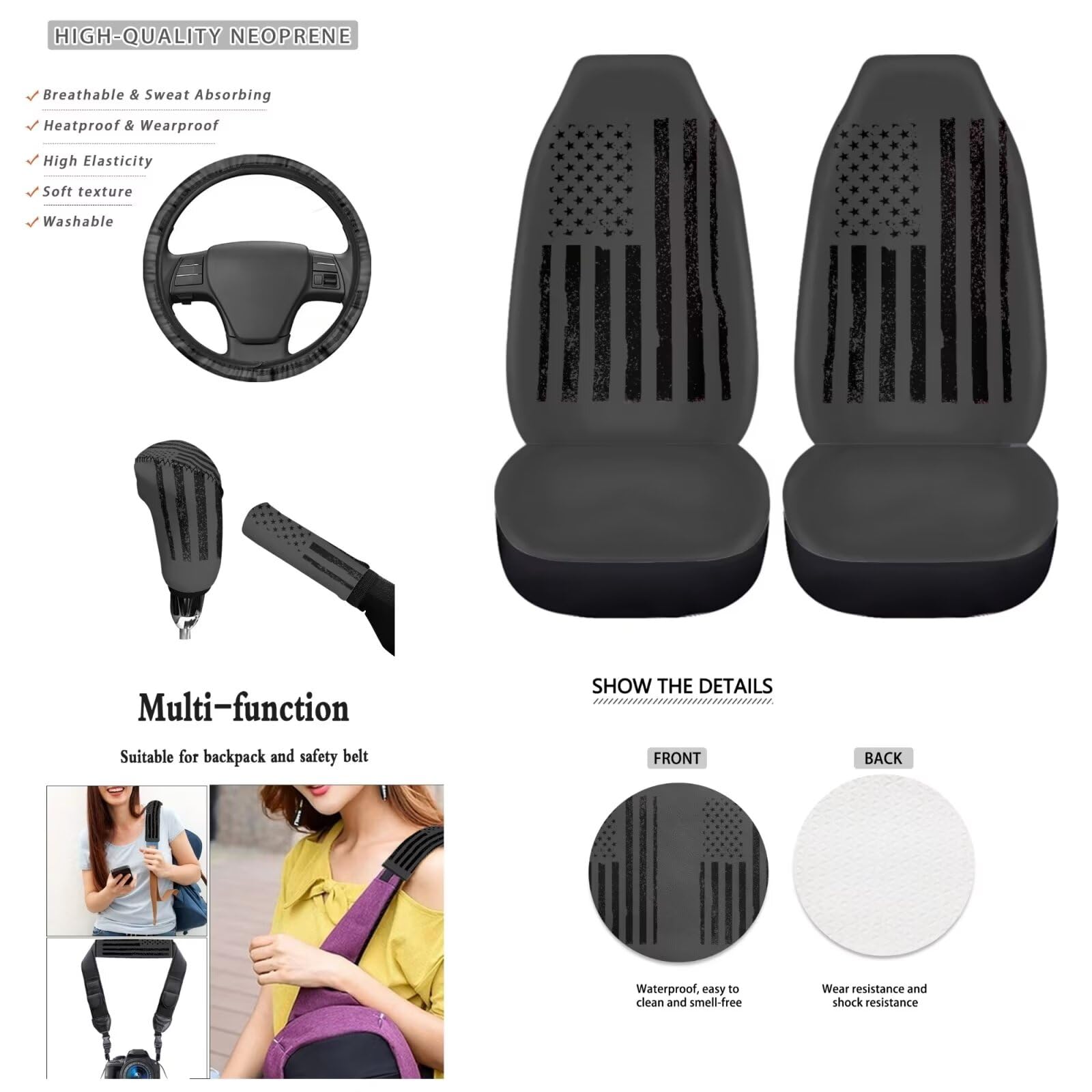 Car Interior Accessories Sets 11 Pcs, All Weather SUV Seat Cover