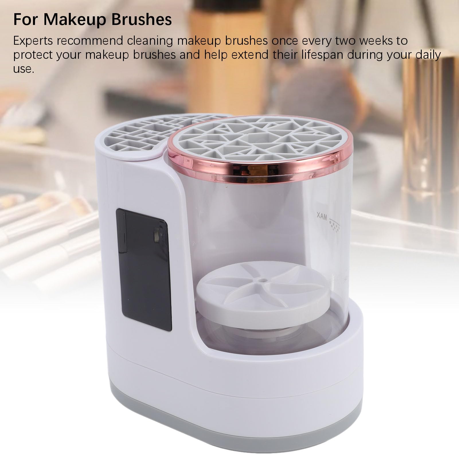 FLEXMAN Elektrische Make Up Pinsel Reinigungsmaschine, 3 in 1 One Key Design Automatisches Plug in Kosmetikpinsel Waschgerät mit Trocknerständer