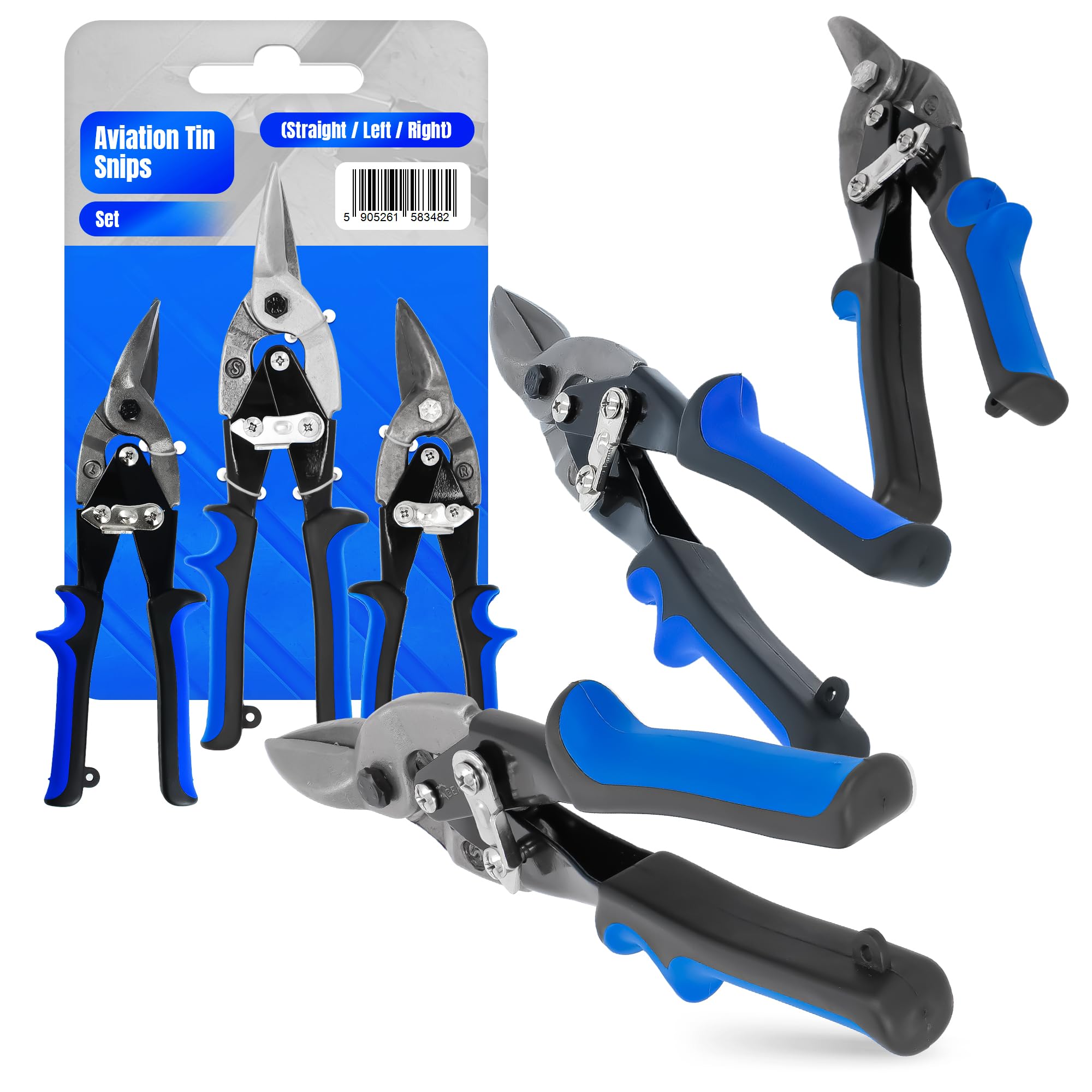 Set 3 Cesoie Per Lamiera 10'' - Per Taglio Dritto, Destro E Sinistro | Forbici Robuste Per Metallo - Foto 9