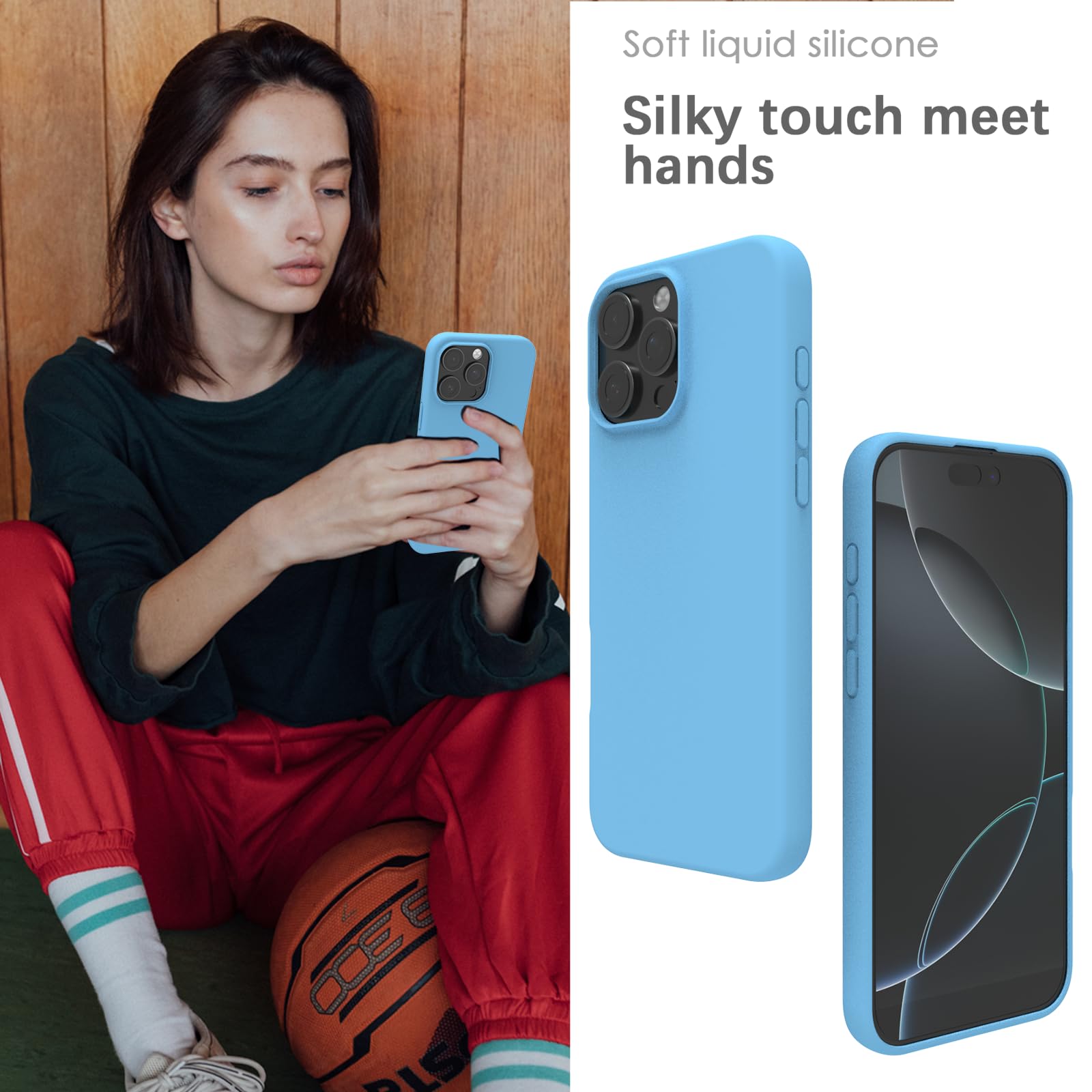 YATWIN Silicone Case for iPhone 16 Pro, Soft-Touch, Shockproof, DustProof - Image 4