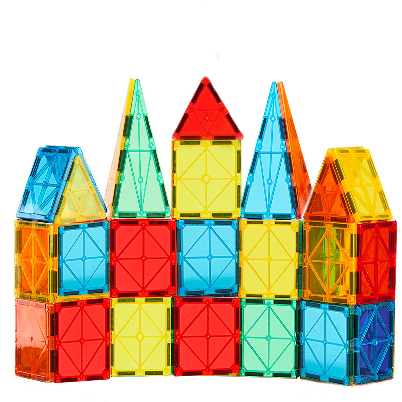 FNJO Magnetic Tiles, 52 PCS Magnet Building Set, Magnetic Building Blocks,Construction STEM Toys for Kids