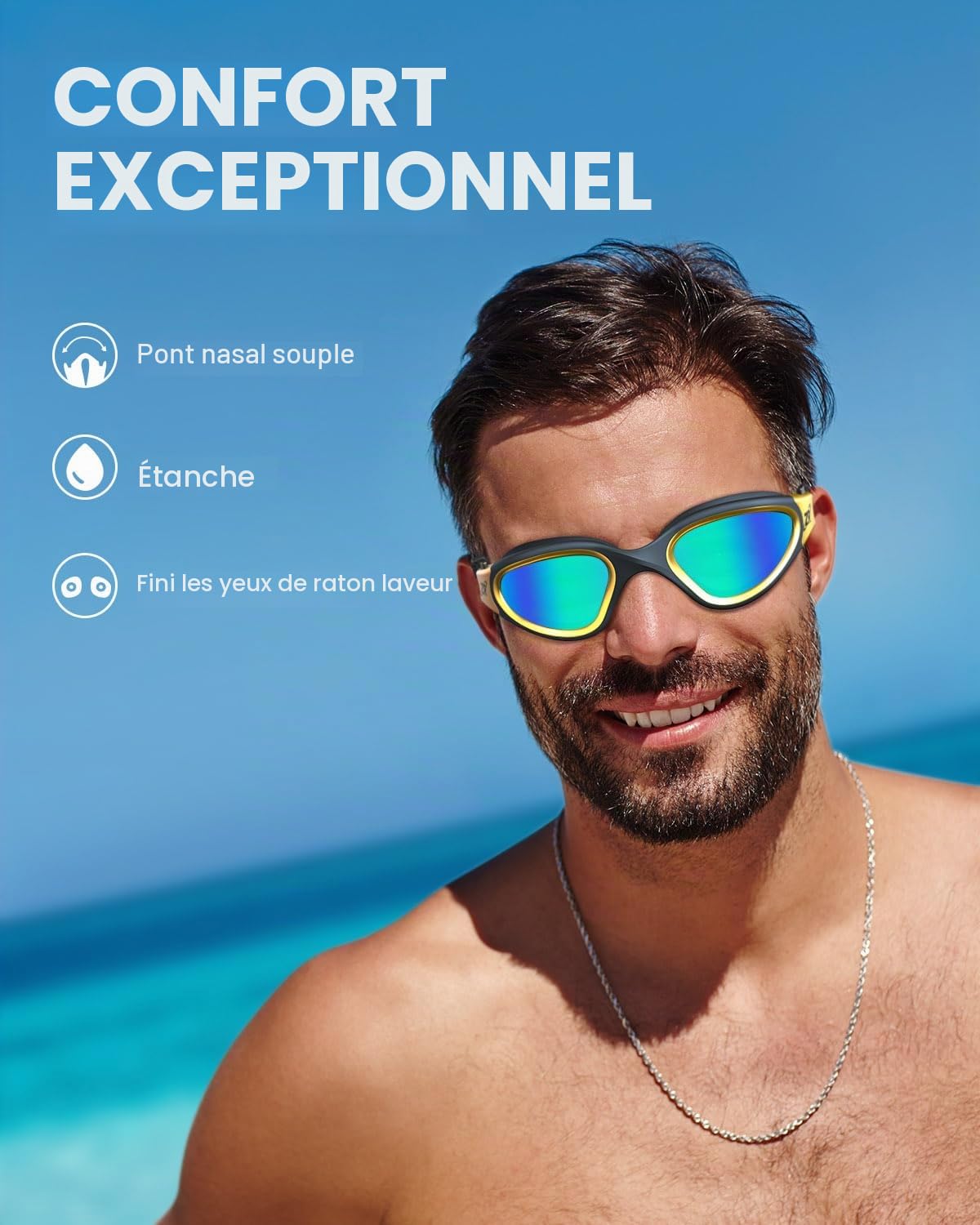 ZIONOR Lunettes de natation polarisées/non polarisées pour homme et femme [Upgrade], lunettes de natation G1, protection UV, anti-brouillard, sangle réglable, confortable, lunettes de natation