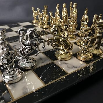 Luxury Chess Set Great Roman Empire Chess Pieces Handmade Wooden Chess Board, Decorative Gift Idea for Dad, Husband, Son and Anyone for Birthday