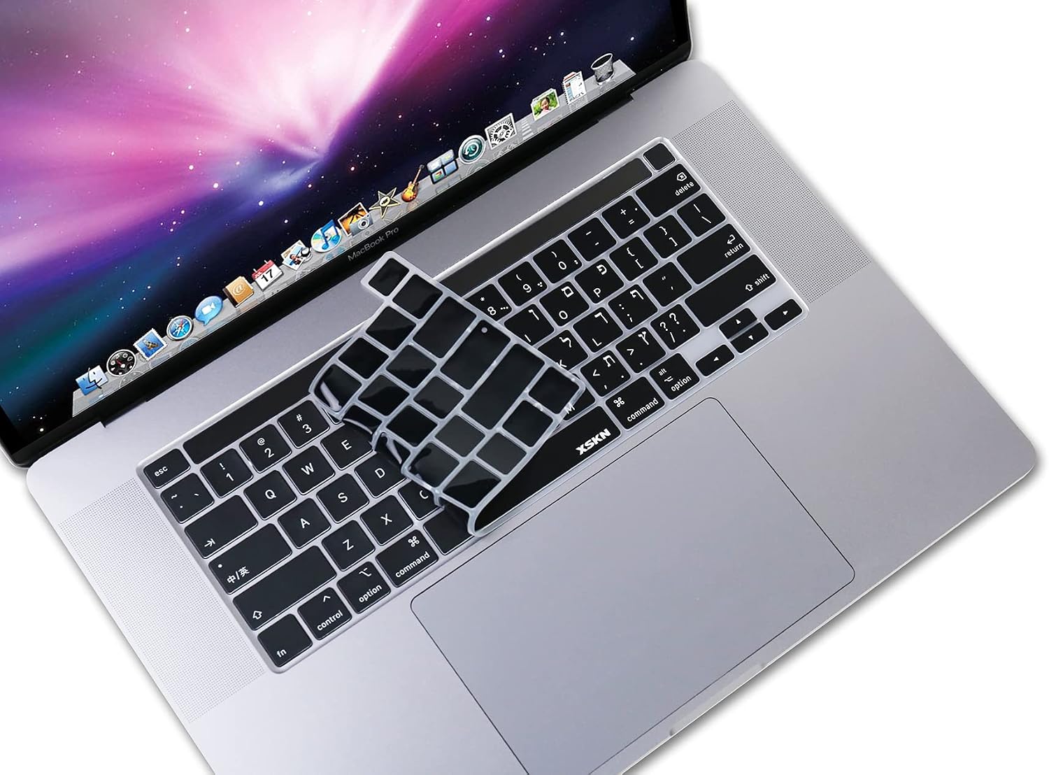 XSKN Hebrew Silicone Keyboard Skin Cover for 2019 2020 Released MacBook Pro 16.2 13.3 Inch with Touch Bar and Touch ID A2141 A2289 A2251 A2338 M1 (US Layout, Black)