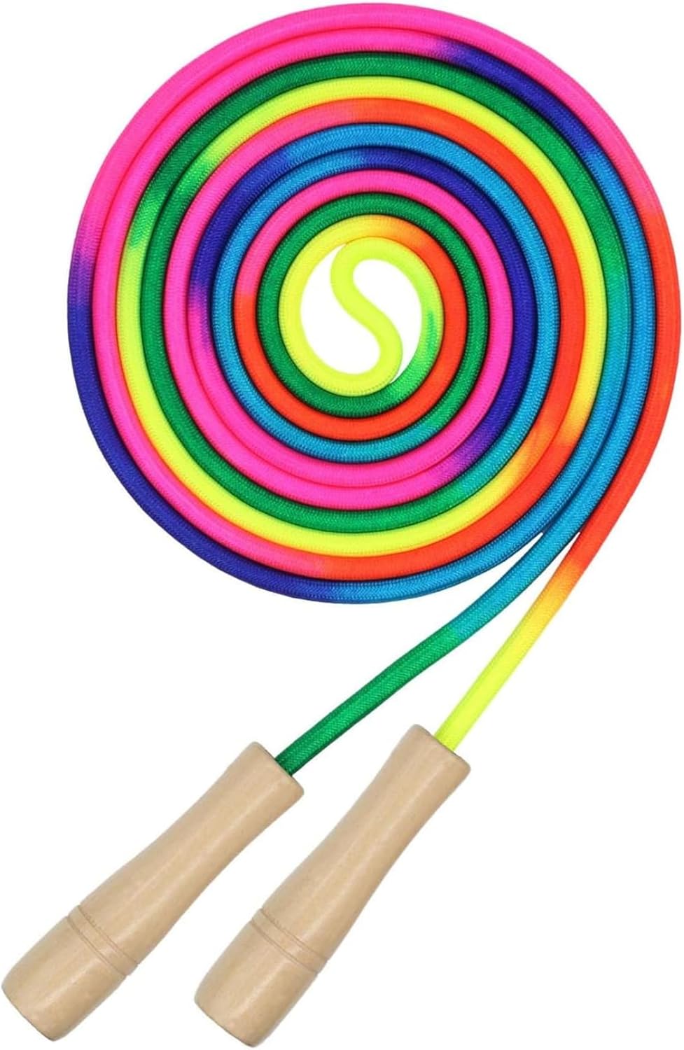 Kids Jump Rope Wooden Colorful Adjustable 5.5 Yard Long Double Dutch Jump Rope for Student Sports Equipment
