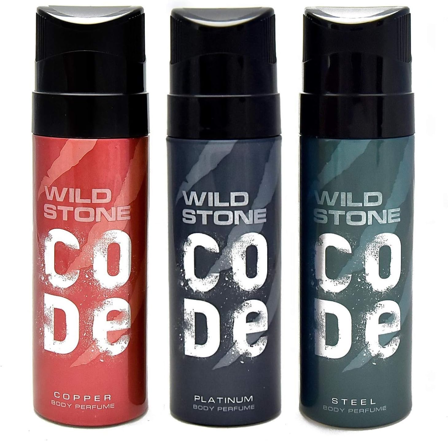 Copper, Platinum and Steel Body Perfume Combo for Men, 120ml each (Pack of 3)