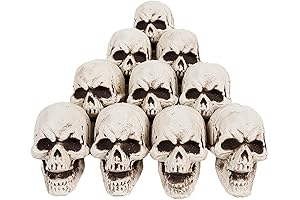 Halloween Mini Decorations: 10-Piece Realistic Skull Figurines