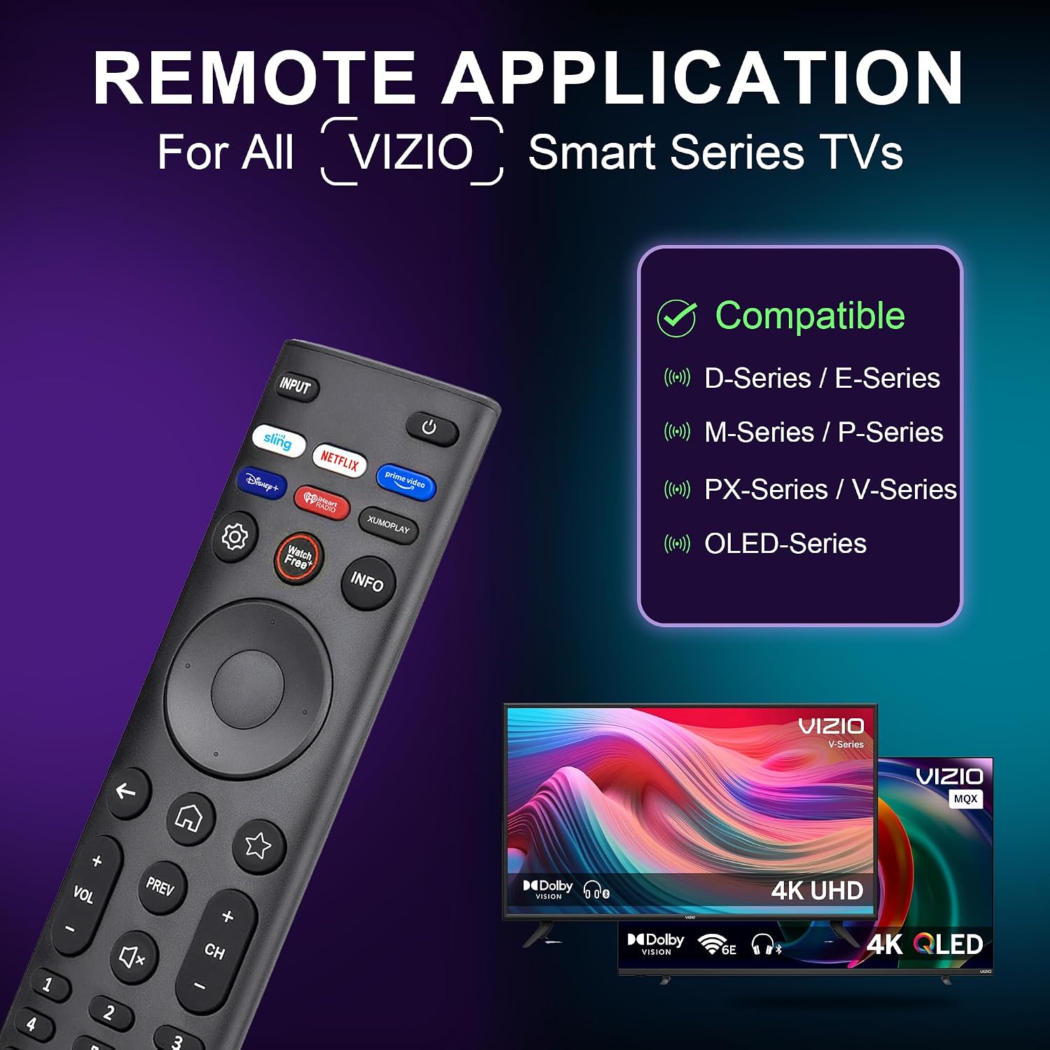 Replacement Remote for VIZIO Smart TVs - Universal Remote Control Compatible with XRT140/ XRT136/ XRT260/ XRT270 & D/E/M/P/V/PX/OLED Series, 4K UHD HDR SmartCast, LED LCD HD TV Accessories image 2