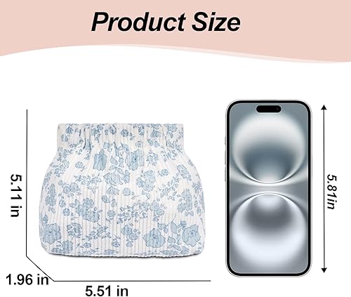 Miniatura 8 de honitty Organizador de almacenamiento elástico de pana, bolsa de maquillaje de viaje portátil, bolsa de lápiz labial para mujer, cartera de gran