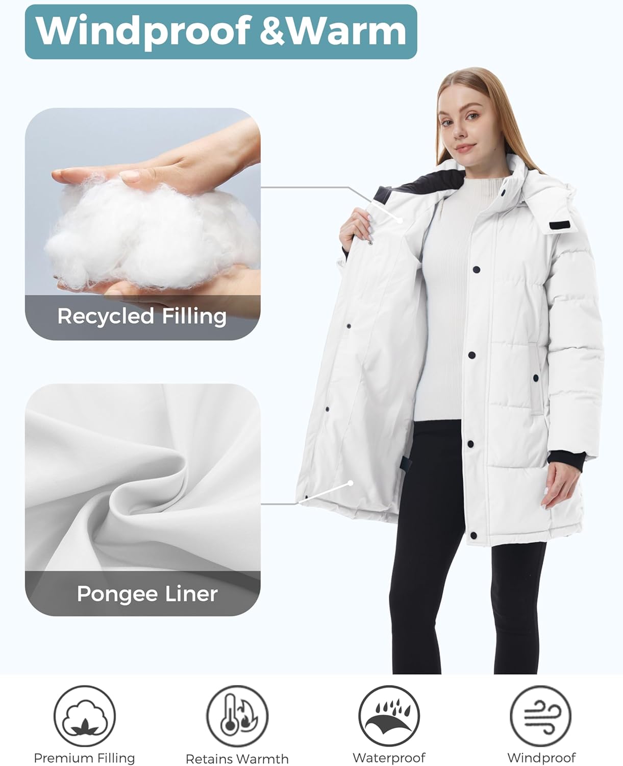 ZSHOW Women's Long Quilted Winter Coat Waterproof Warm Puffer Jacket Parka with Detachable Hood - Image 4