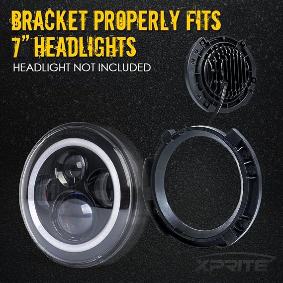 7 Inch Headlight Mounting Bracket Replacement Compatible with 07-18 Jeep JK | ABS Plastic, OEM Size for Direct Screw Installation