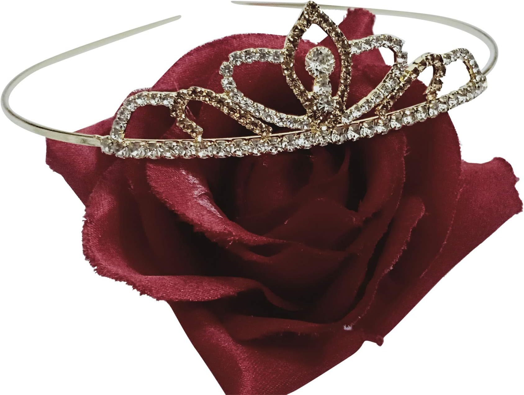 DKB® Golden Crystal Rhinestone Princess Hair Tiara Birthday Crown for Girls and Kids (Same Design) (Pack of-1)